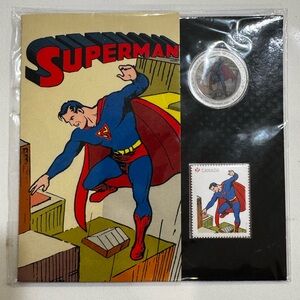 2013 Canada 50 Cent Superman Then and Now Coin & Stamp Set